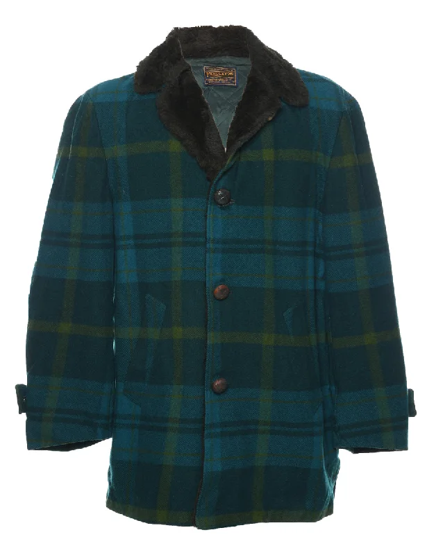 Checked Pendleton Wool Coat - M Trendy Women's 