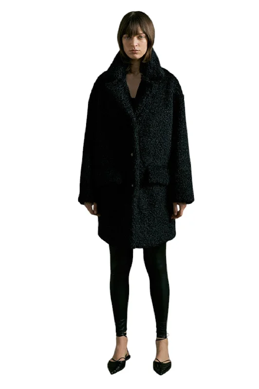 Mani Cocoon Half Coat - Black Practical Women's Multi - 