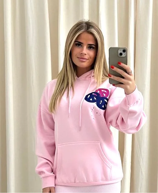 Peace & Love Graffiti Hoodie Pink Stylish Women's Tropical 