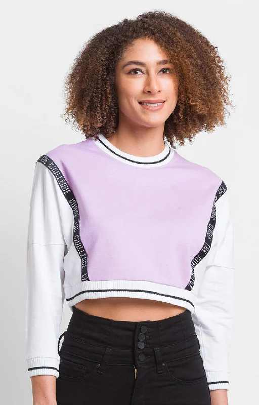 Spykar Lilac Cotton Blend Full Sleeve Round Neck Sweatshirts For Women Practical Women's Multi - Spykar Lilac Cotton Blend Full Sleeve Round Neck Sweatshirts For Women Practical Women's Multi -