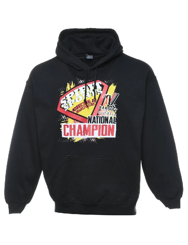 Black National Championship Printed Hoodie - L Adventure