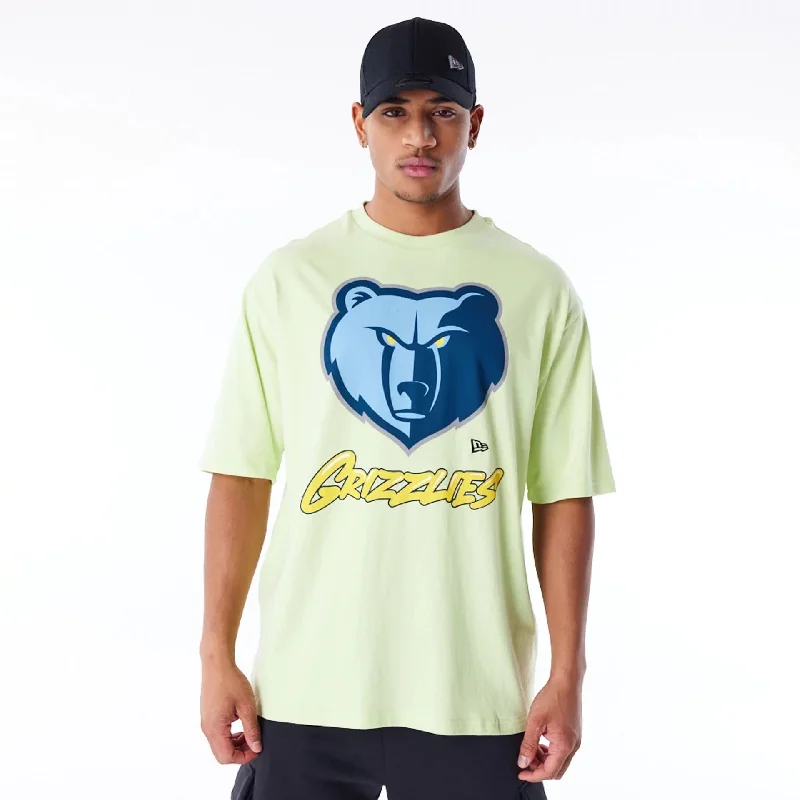 Memphis Grizzlies NBA Wordmark Pastel Green Oversized T-Shirt Youthful Women's Anime - inspired