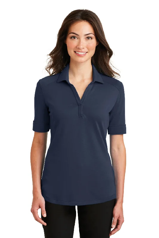 Port Authority Womens Silk Touch Performance Moisture Wicking Short Sleeve Polo Shirt - Navy Blue - Closeout Athletic Women's 