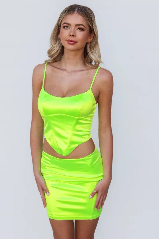 Asher Set Top - Neon Yellow Feminine Women's Soft 
