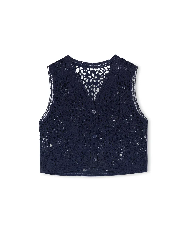 Crochet Floral Knit Vest Women