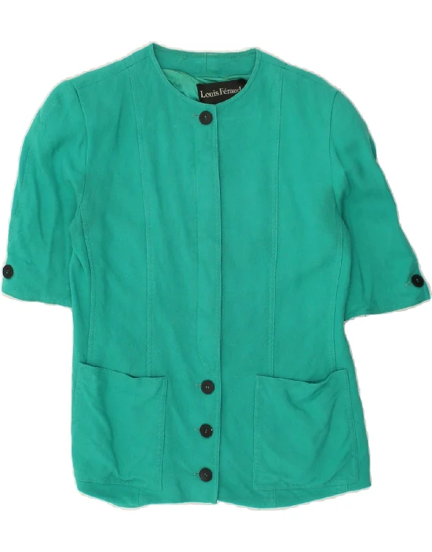 LOUIS FERAUD Womens Short Sleeve Blazer Jacket UK 14 Large Turquoise Athletic Women's 