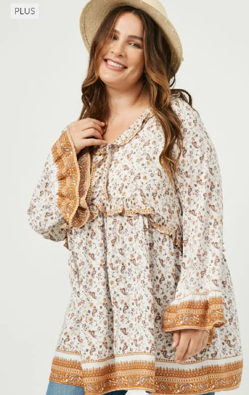 Mustard Paisley Print Tunic Top Adventure