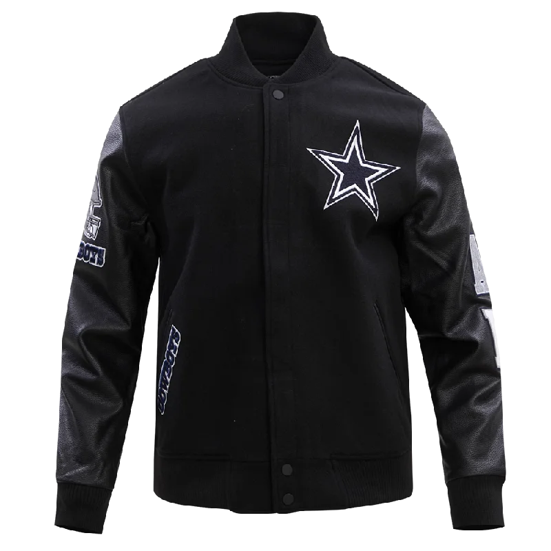 NFL DALLAS COWBOYS CLASSIC WOOL MEN'S VARSITY JACKET (BLACK) Cool Women's Distressed