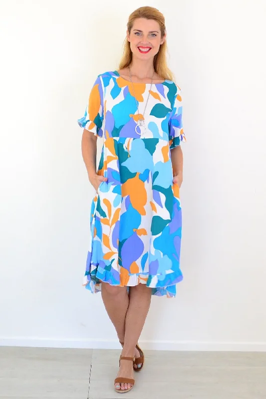 Colourful Abstract Summer Dress Relaxed Women's Beachy