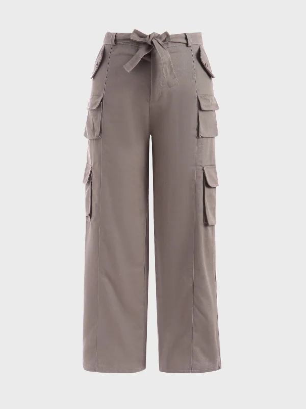Midsize American-Retro Multifunctional Pockets Cargo Pants Dapper Women's 1920S