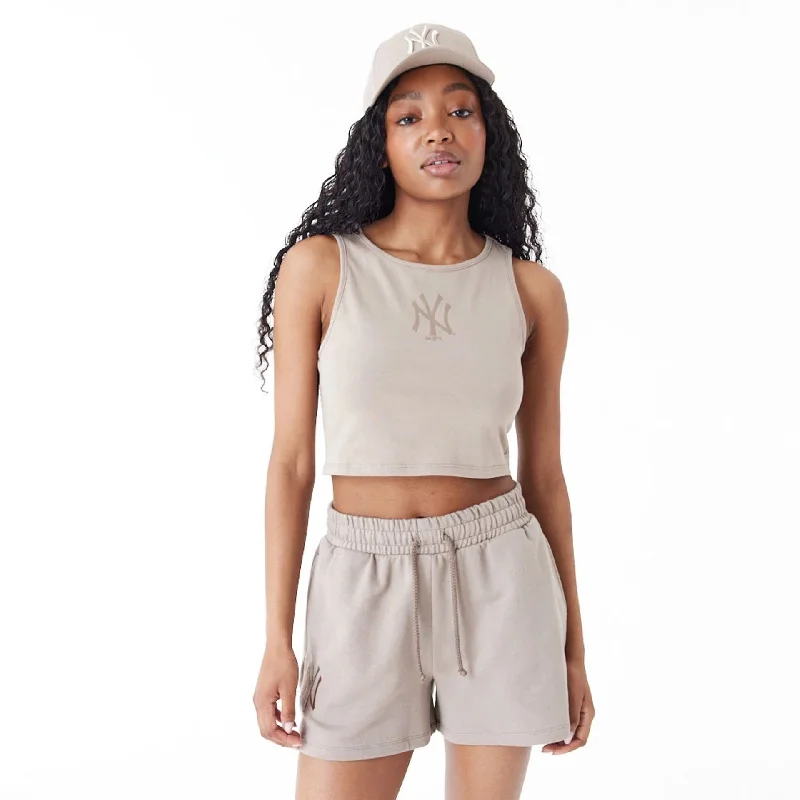 New York Yankees Womens MLB Lifestyle Brown Crop Tank Top Sophisticated Women's Tailored