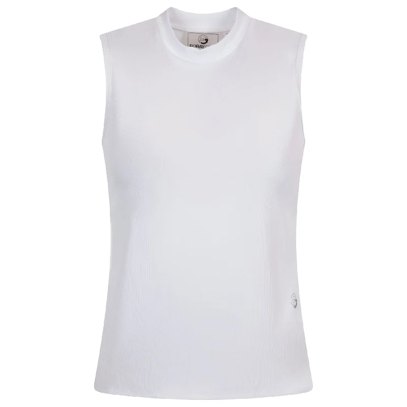 Womens Sleeveless Mock Neck Rib Top White - 2025 Scandinavian