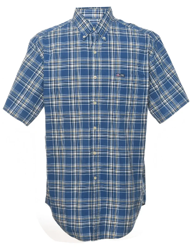 Chaps Checked Blue Classic Shirt - L Laid - back Women's Vibe