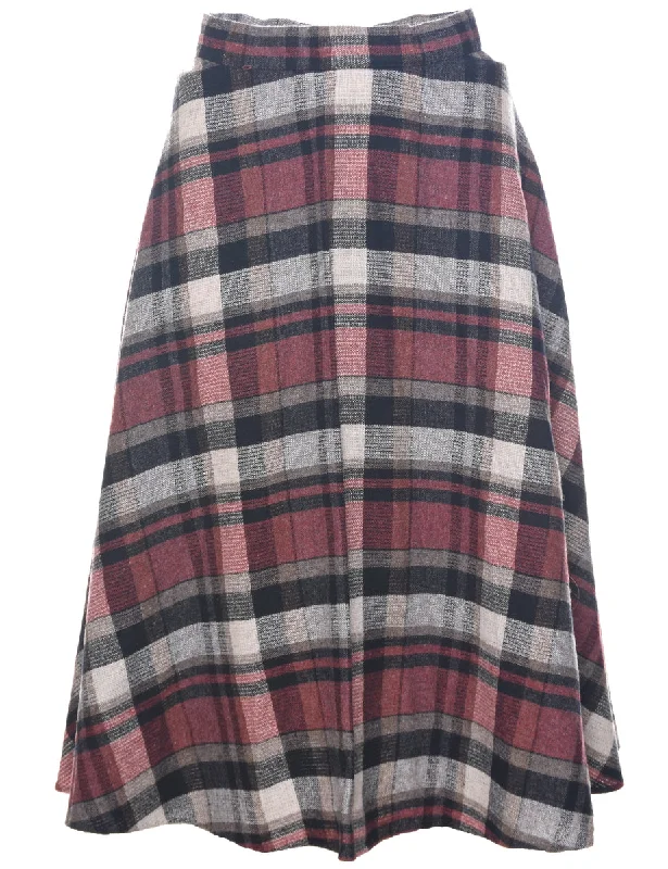 Checked Flared Skirt - S Cashmere