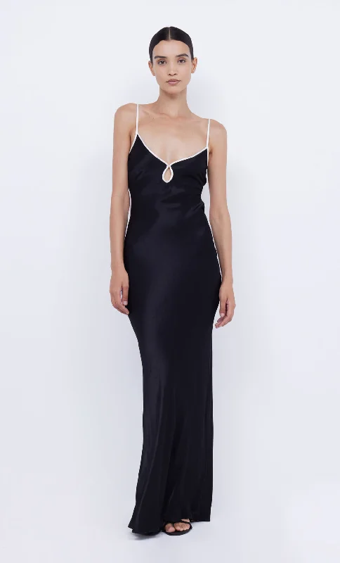 CEDAR CITY MAXI DRESS - BLACK/IVORY Refined Women's Hand - crafted