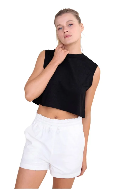 Mono B Ripstop Active Crop Top AT-B0423 Sleek Women's Metallic