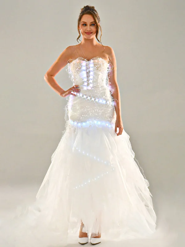 Strapless Fit And Flare Wedding Dress Party Gowns Luxurious Women's High -  end