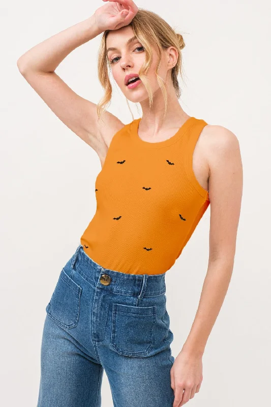 And The Why Bat Embroidered Ribbed Tank Elegant Women's 