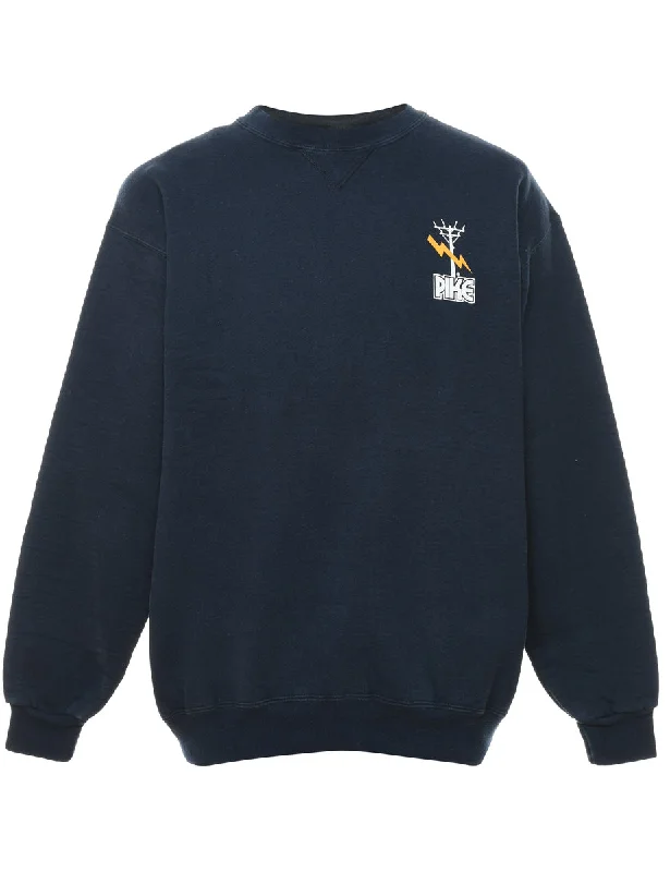 Navy & Yellow Printed Sweatshirt - L Dapper Women's 1920S