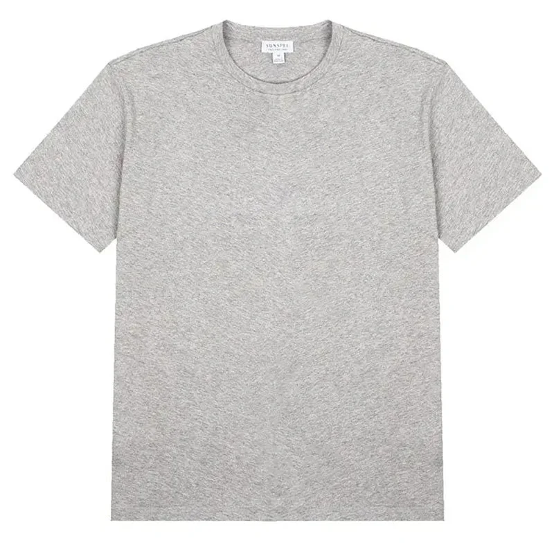 Sunspel Womens Boy Fit Crew Neck T Shirt Grey Melange Business