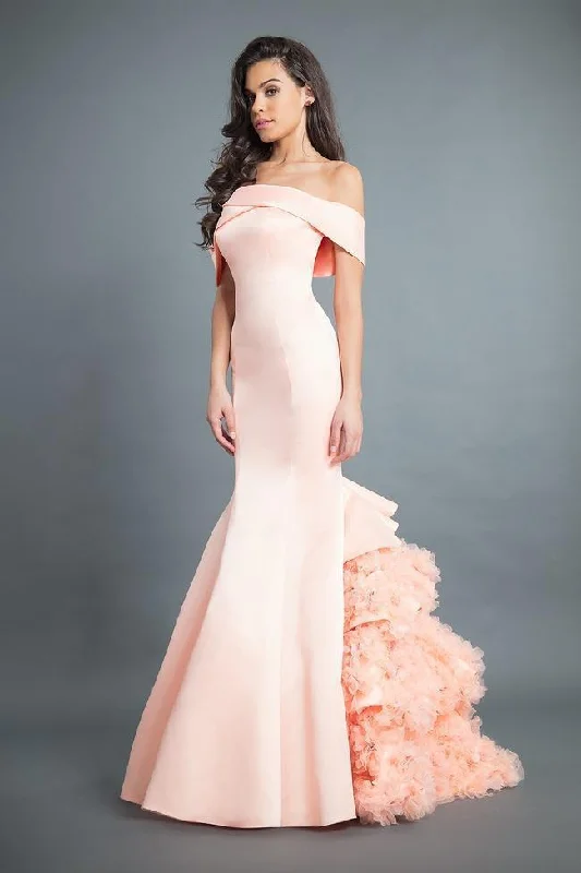Rachel Allan Couture - 8355 Satin Off-Shoulder Ruffled Mermaid Dress Bold Women's Statement Rachel Allan Couture - 8355 Satin Off-Shoulder Ruffled Mermaid Dress Bold Women's Statement