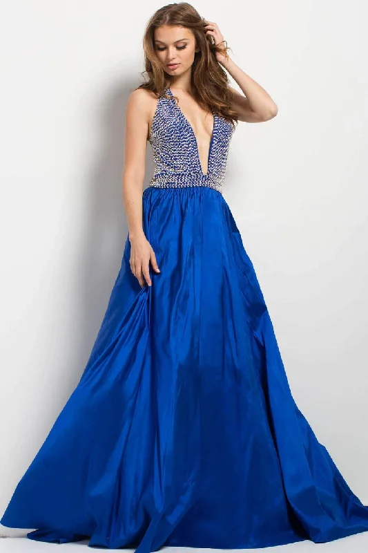 Jovani Plunging Crystal Crusted Evening Gown 45031 - 1 pc Royal In Size 4 Available Women Jovani Plunging Crystal Crusted Evening Gown 45031 - 1 pc Royal In Size 4 Available Women