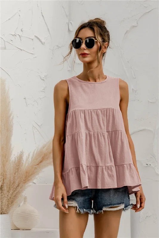 Julia Fashion - Smock Hem Sleeveless Top Sustainable Organic