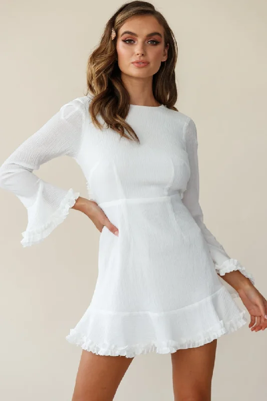 Marta Flared Cuff Cut-Out Back Dress White Tough Women's Military - inspired