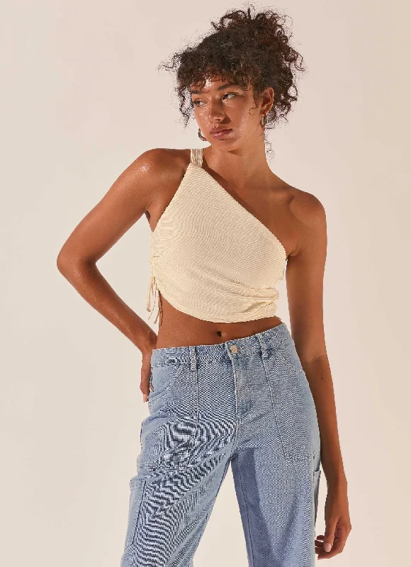 Make It Better Plisse Crop Top - Ivory Earthy Women's 