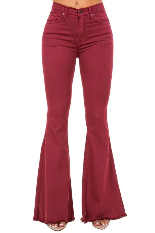Bell Bottom Jean in Wine- Inseam 32 Youthful Women's Pop