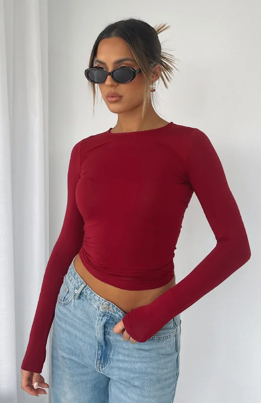 Only For Tonight Long Sleeve Top Wine Country