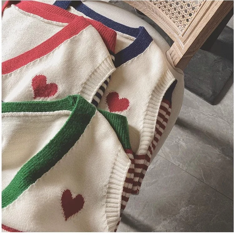 Striped knitted vest for womensleeveless sweater jacket     S5031 Streetwear Style for 