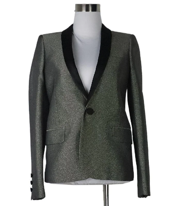 Saint Laurent Silver Blazer sz 2 French