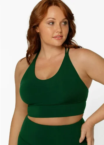 Lorna Jane Lotus Longline Sports Bra - Dark Green Disco