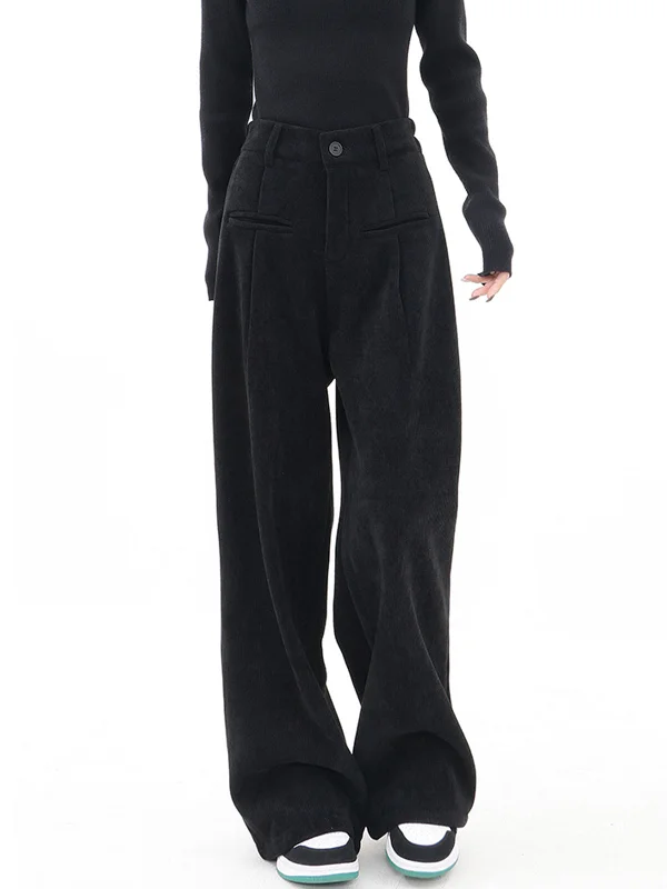 BerryBetty - High Waist Button Baggy Wide Leg Pants Sustainable Organic