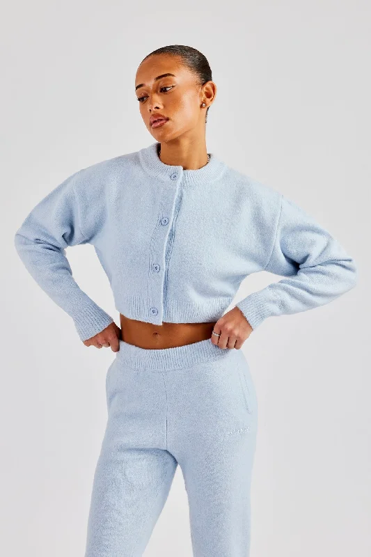 Knitted Cropped Cardigan - Baby Blue performance