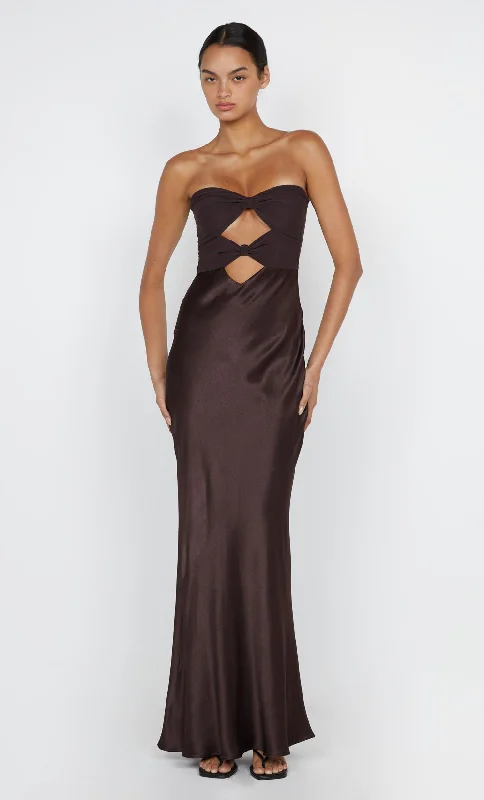 HALLE STRAPLESS DRESS - CHOCOLATE Minimalist Women's Casual
