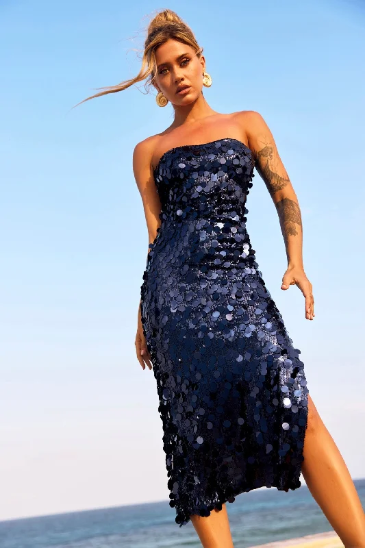 Stay Cute Midi Dress - Navy Vacation