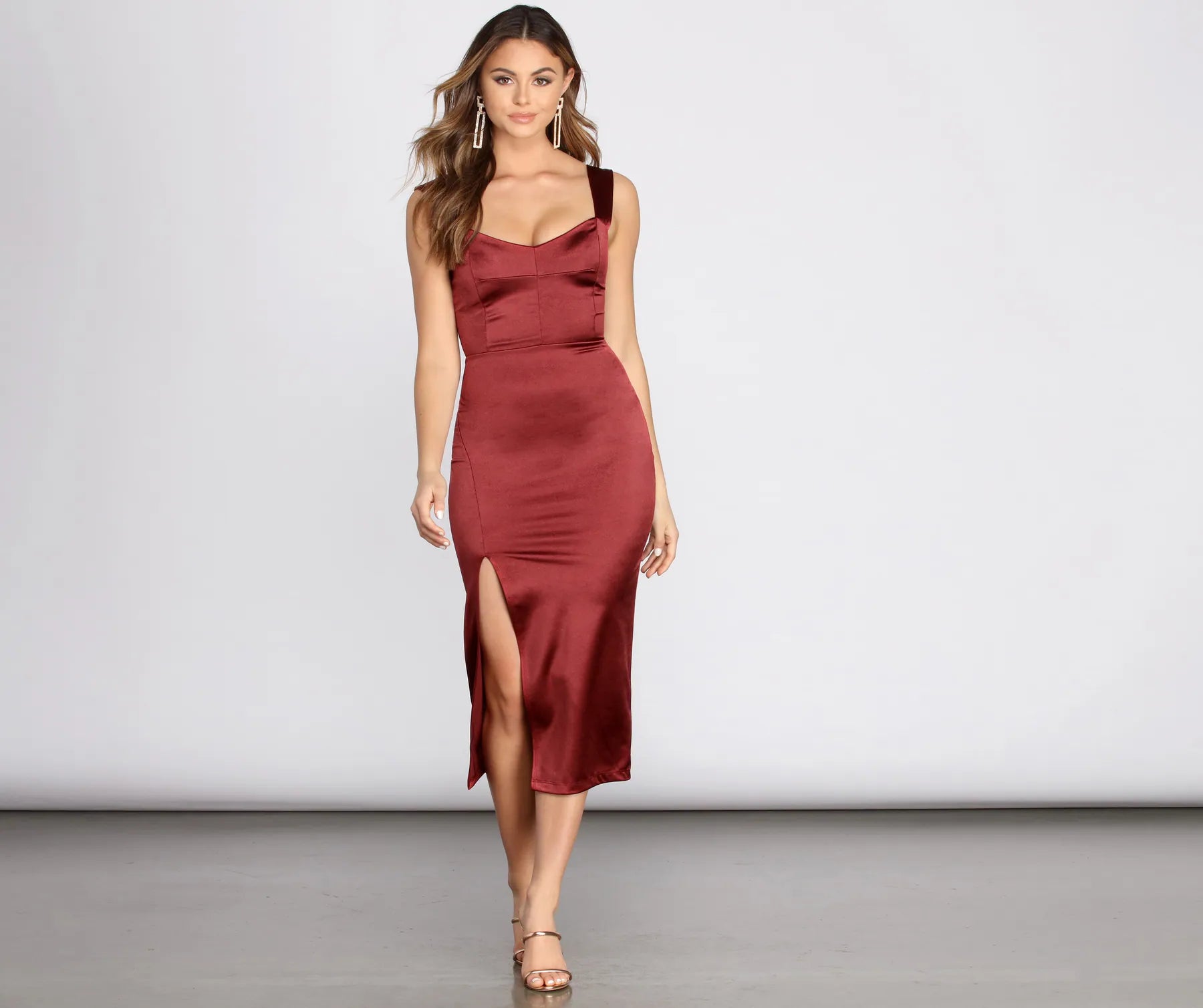 Lucia Side Slit Satin Dress purpose