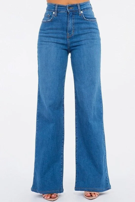 Wide Leg Jean in Medium Blue European