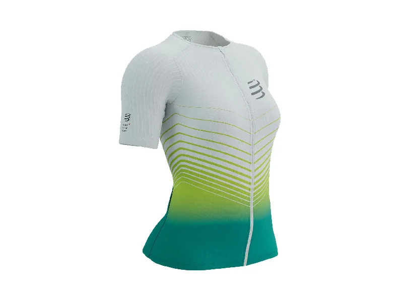 Compressport Women's Tri Postural Aero SS Top - White/Columbia Refined Women's 