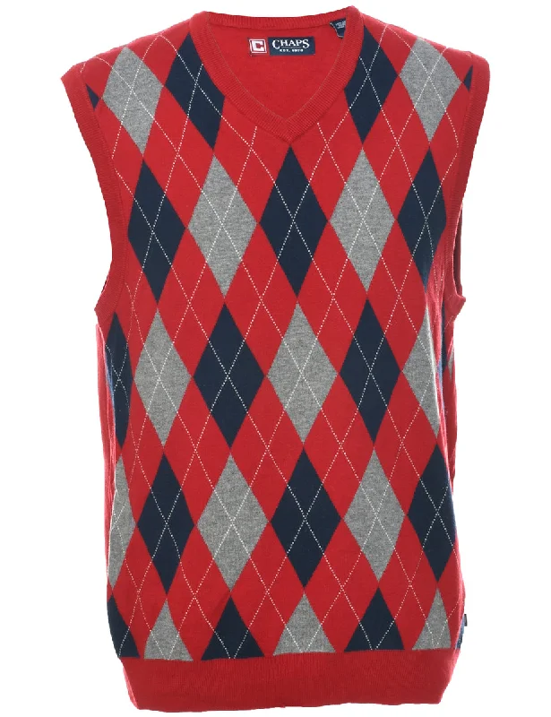Chaps Argyle Sweater Vest - L Elegant Women's 