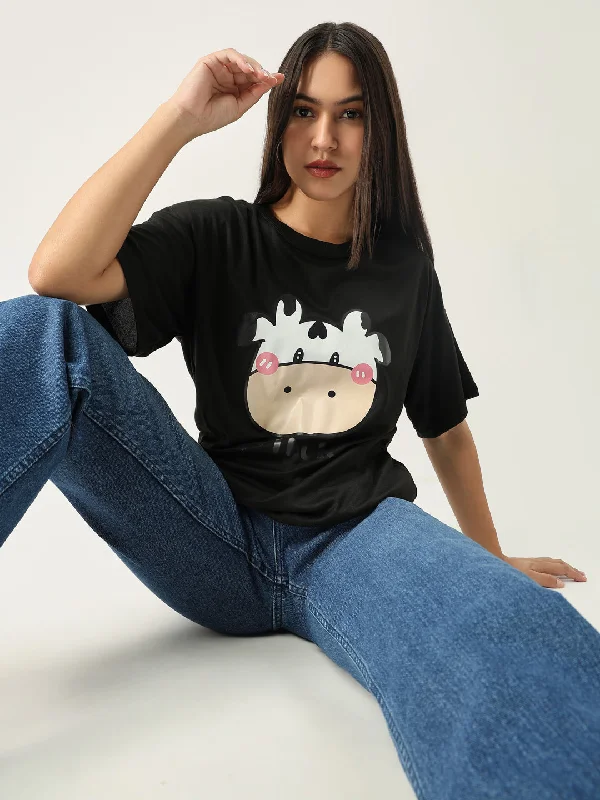 Women Graphic Black T Shirt Athletic Women's High - 