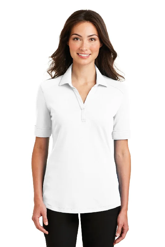 Port Authority Womens Silk Touch Performance Moisture Wicking Short Sleeve Polo Shirt - White - Closeout Modern Women's 