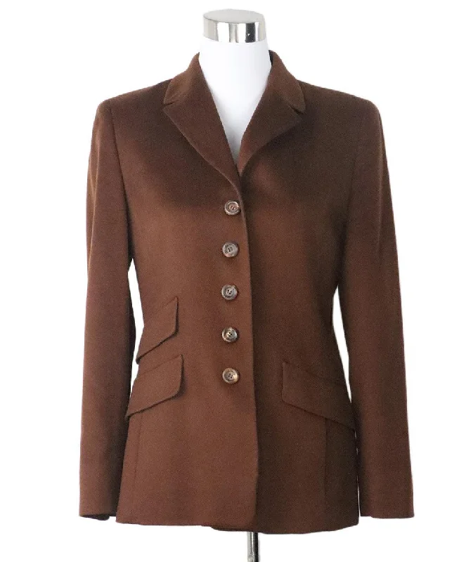 Akris Brown Cashmere Jacket sz 10 Compression