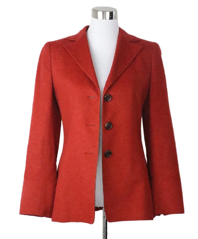 Akris Orange Russet Cashmere Jacket sz 8 Edgy Women's Punk