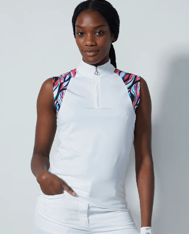 DAILY SPORTS Carira Sleeveless Half Neck Polo 342 Illusion Wave Monochromatic Office Style DAILY SPORTS Carira Sleeveless Half Neck Polo 342 Illusion Wave Monochromatic Office Style