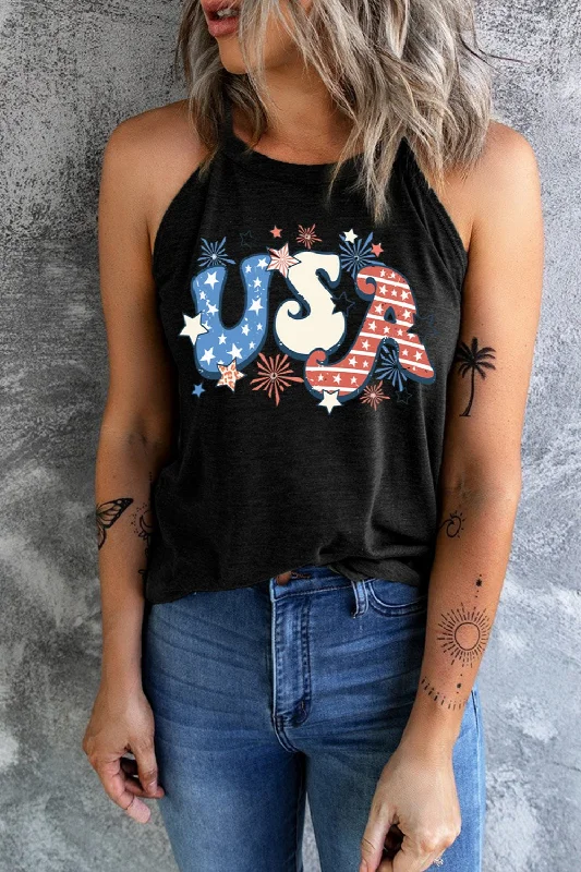 Letter Graphic Round Neck Tank Business