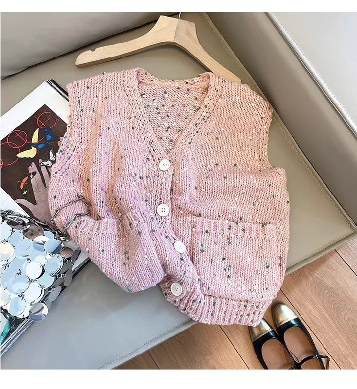 Women's knitted vest new style jacket top    S5029 Gym