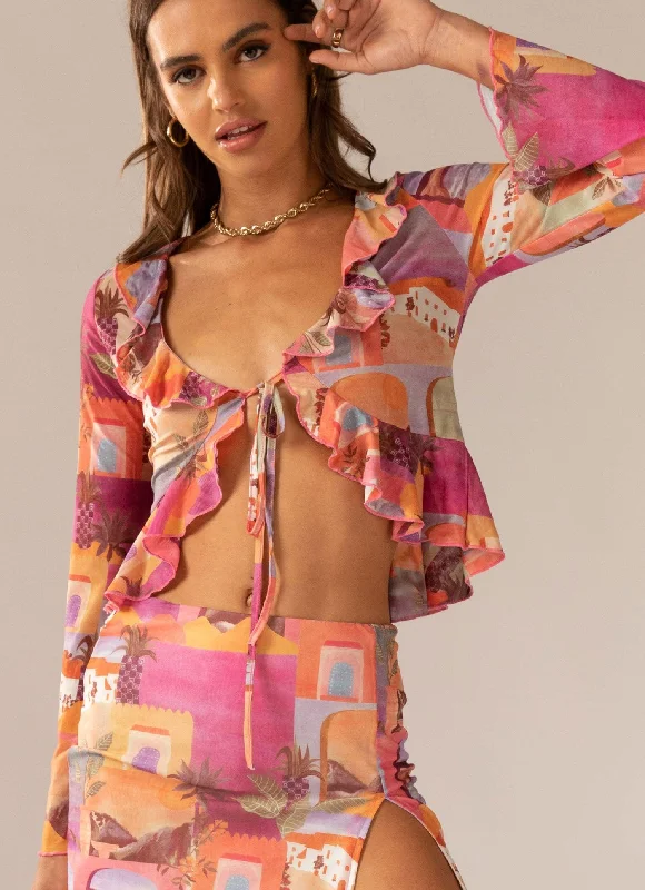 Sweet and Sultry Tie Top - Sunset Building Monochromatic Office Style